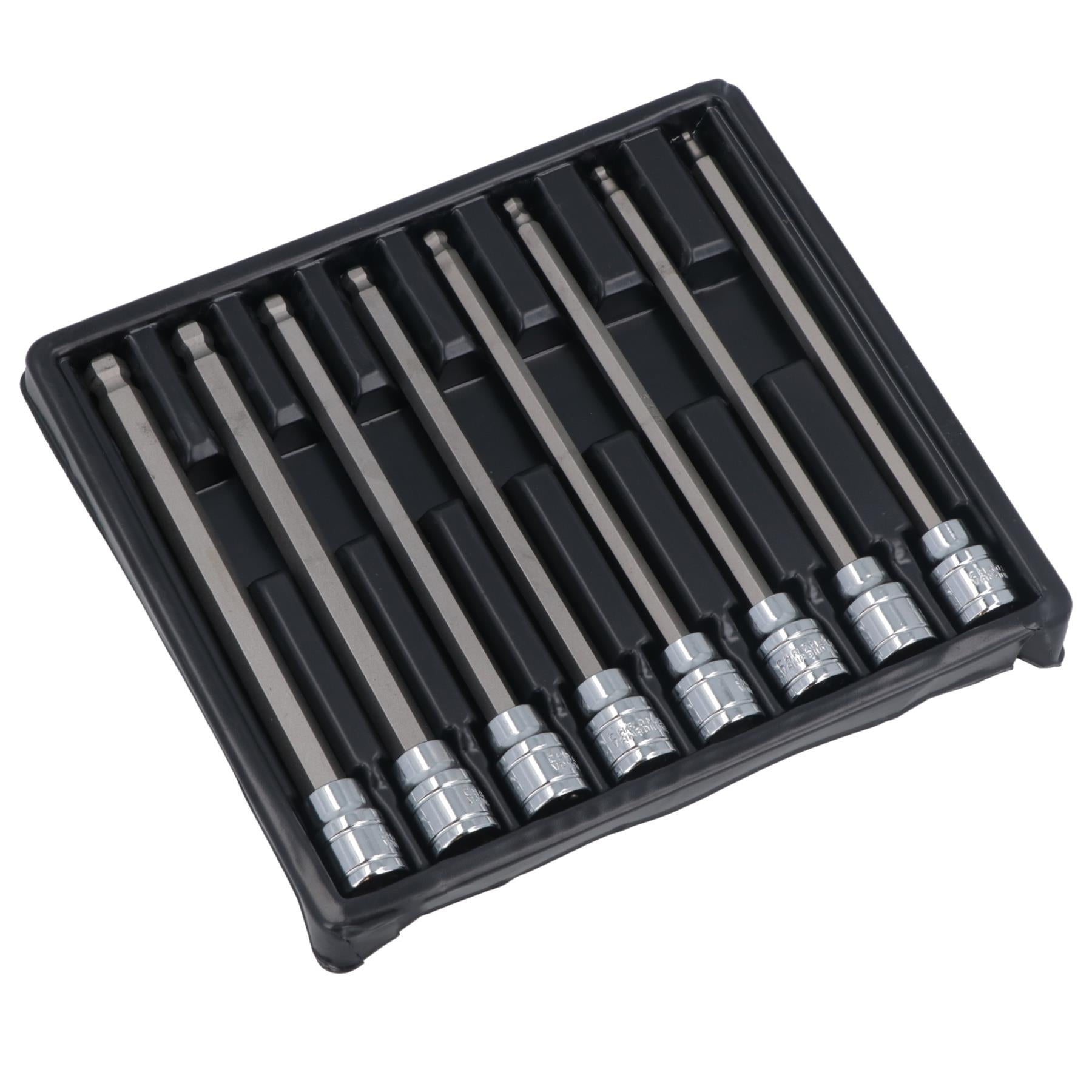 3/8 Zoll Antrieb, metrisch, extra lang, Inbusschlüssel, Kugelkopf-Steckschlüsseleinsätze, 3–10 mm, 8 Stück