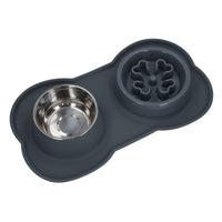 Gamelles en silicone pour chien et chiot, double mangeoire à alimentation lente, pour nourriture et eau