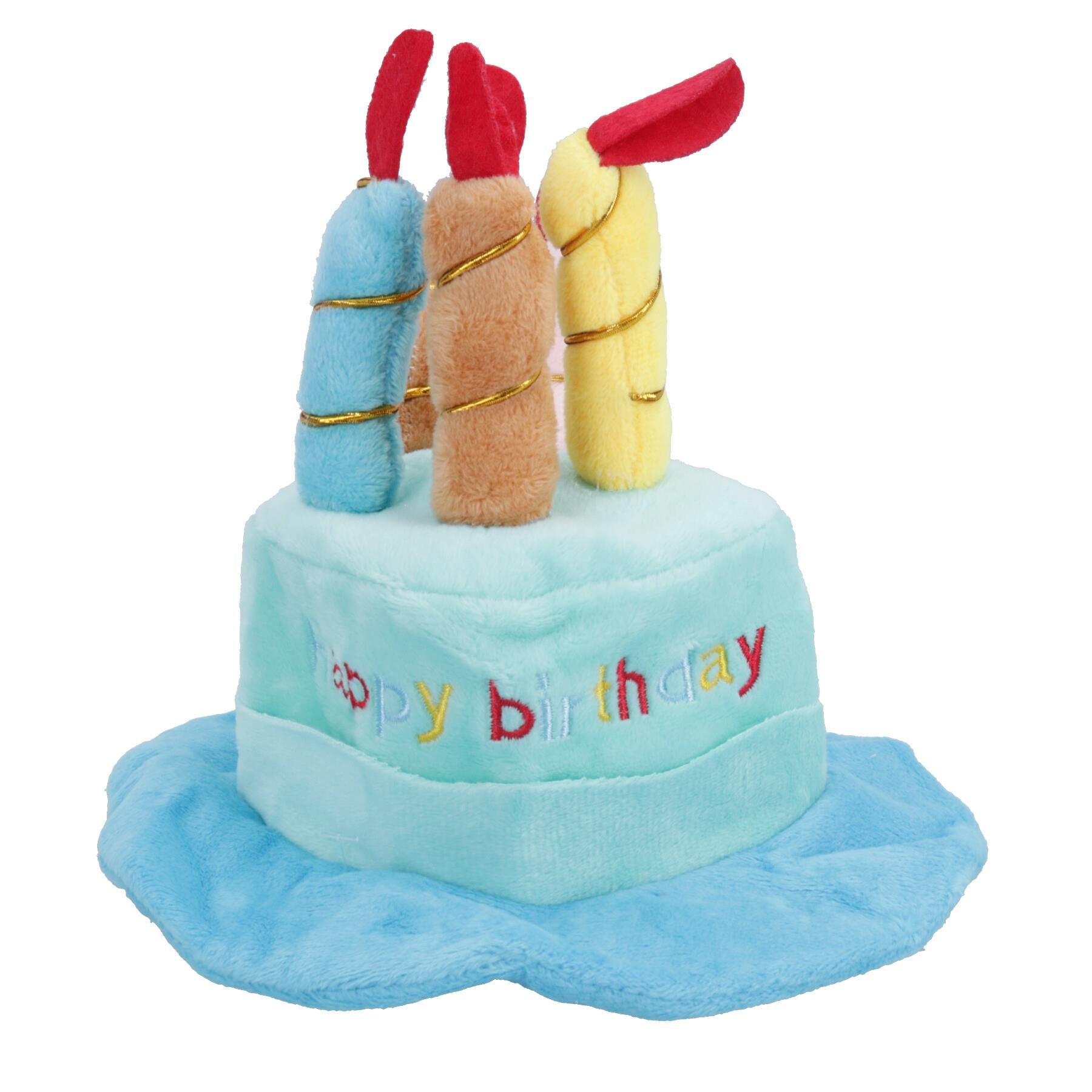 Blue Dog Plush Happy Birthday Candle Cake Hat Dog Novelty Hat Birthday Gift