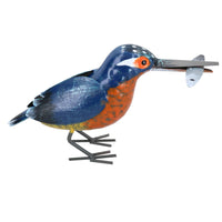 Hand Painted Metal Kingfisher Garden Ornament Sculpture Gift 8.5x12x20cm