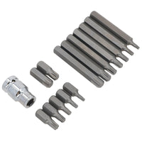 15pc Deep & Shallow Torx Star T20 - T55 Bit Set 1/2" Dr Male 30mm & 75mm