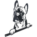 Silhouette de bouledogue français en métal noir avec plaque de fixation, décoration de jardin, cadeau