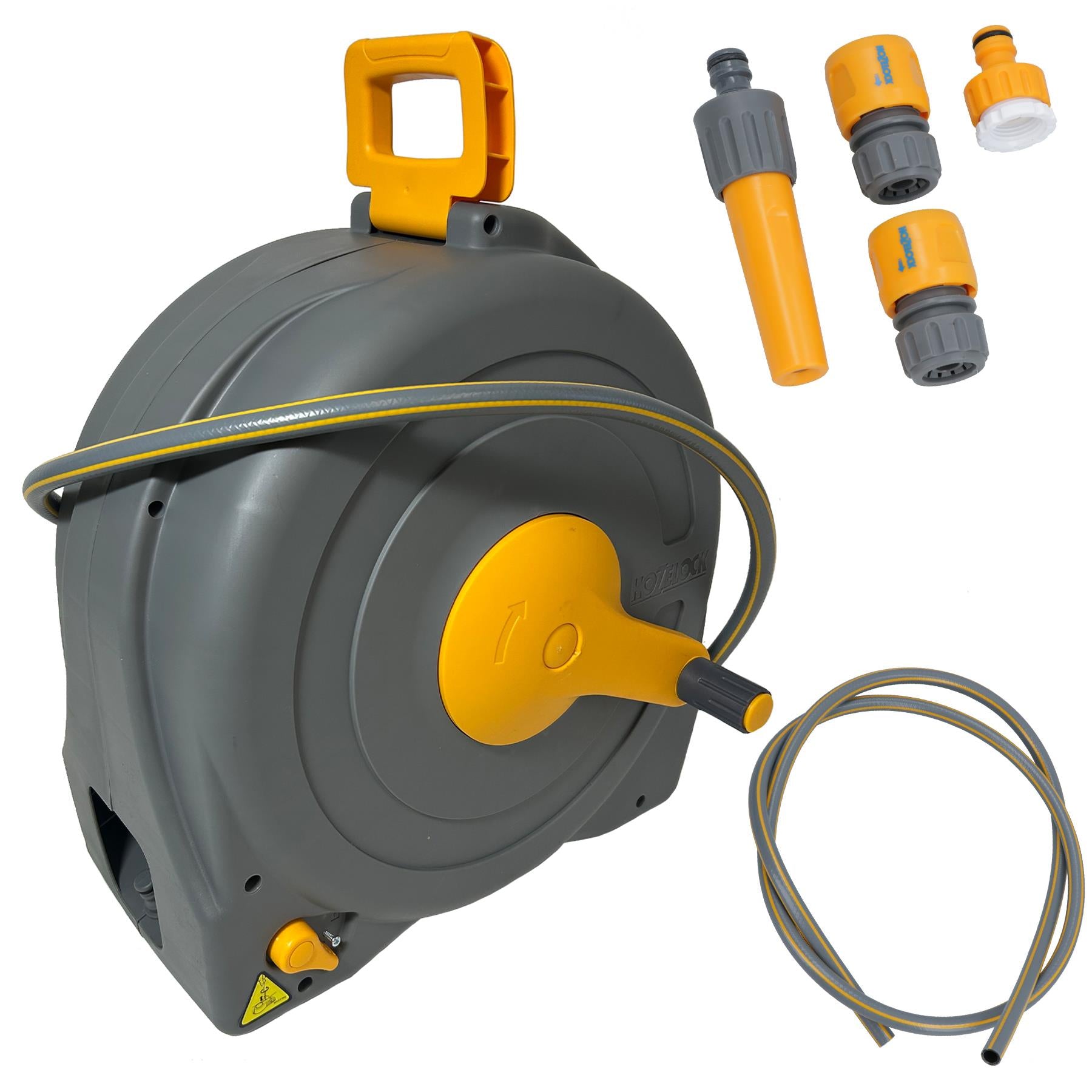 Enclosed Portable Free Standing Garden Hose Fast Reel Watering 40 Metres