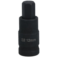 M12 x 55mm 1/2in Drive Short Impact Impacted Allen hex Key Socket 12mm