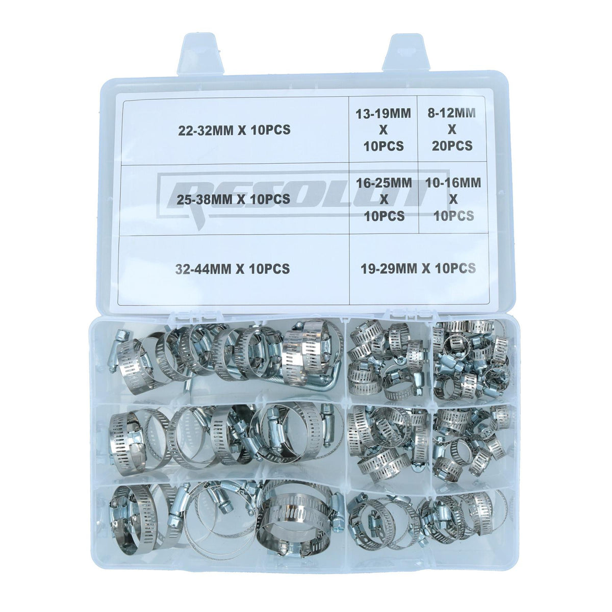 Assorted Stainless Steel Hose Pipe Clamps for Air Water Fuel Gas 8 – 44mm 91pc
