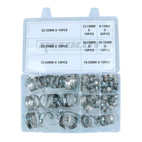 Assorted Stainless Steel Hose Pipe Clamps for Air Water Fuel Gas 8 – 44mm 91pc