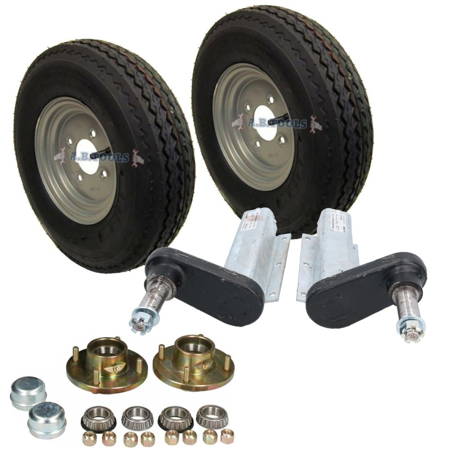 350kg Galvanised Trailer Suspension Units & 8" Wheels & Tyres Kit 4" PCD Hubs