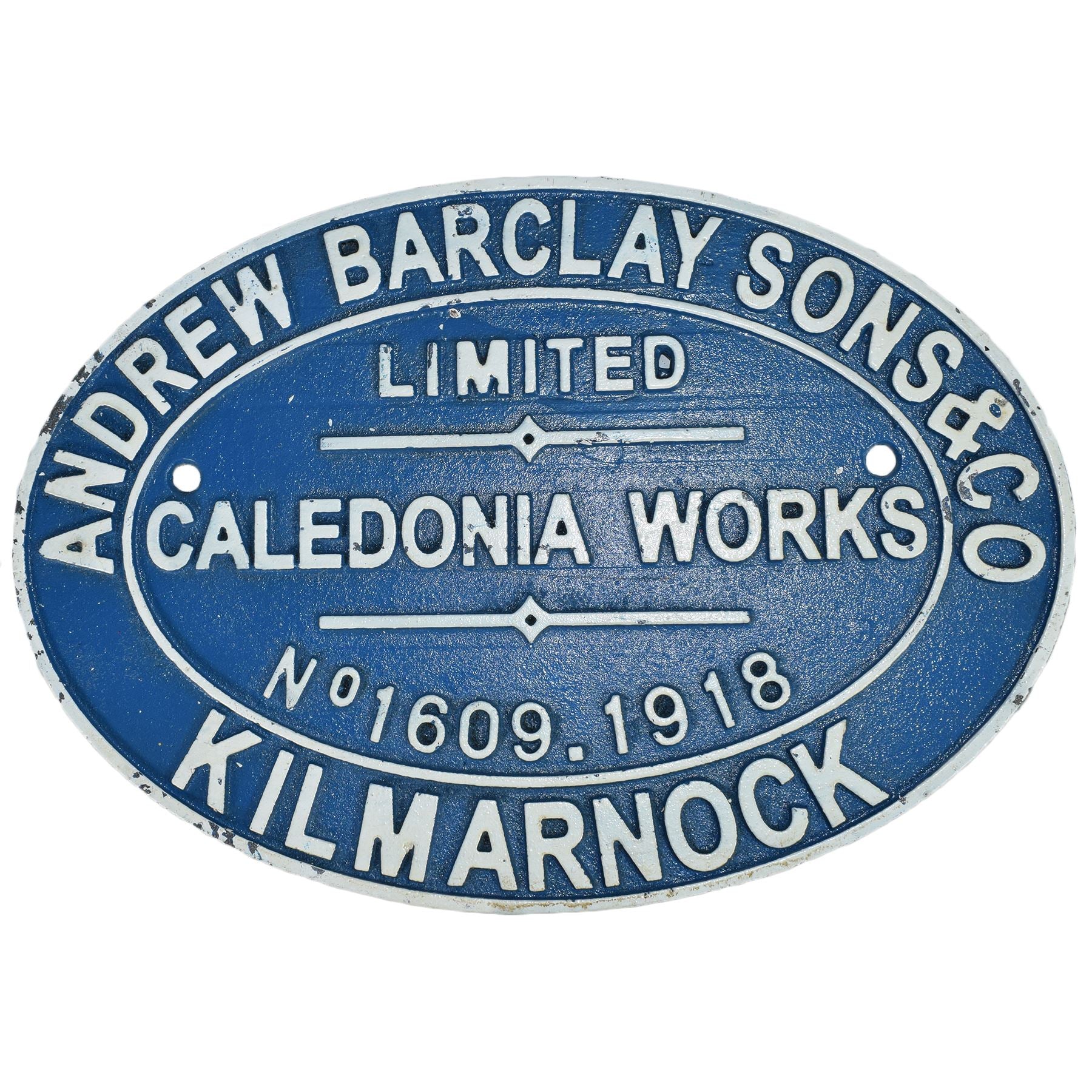 Andrew Barclay Railway Plaque murale en fonte pour garage, magasin de trains, Kilmarnock