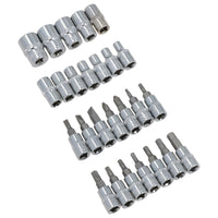 1/4" Drive Metric Shallow Sockets And Accessory set 4 - 13mm 27pc Torx / Hex / Bits