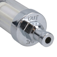 Inline Fuel Petrol Filter Glass + Chrome Universal for 10mm (3/8”) Hose