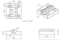 Black Polyamide Hinge Reinforced Plastic 39x39mm Italian Made Industrial Quality