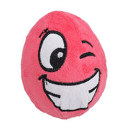 1 Assorted Colour Funny Face Egg Noggin Dog Plush Play Toy With Squeak