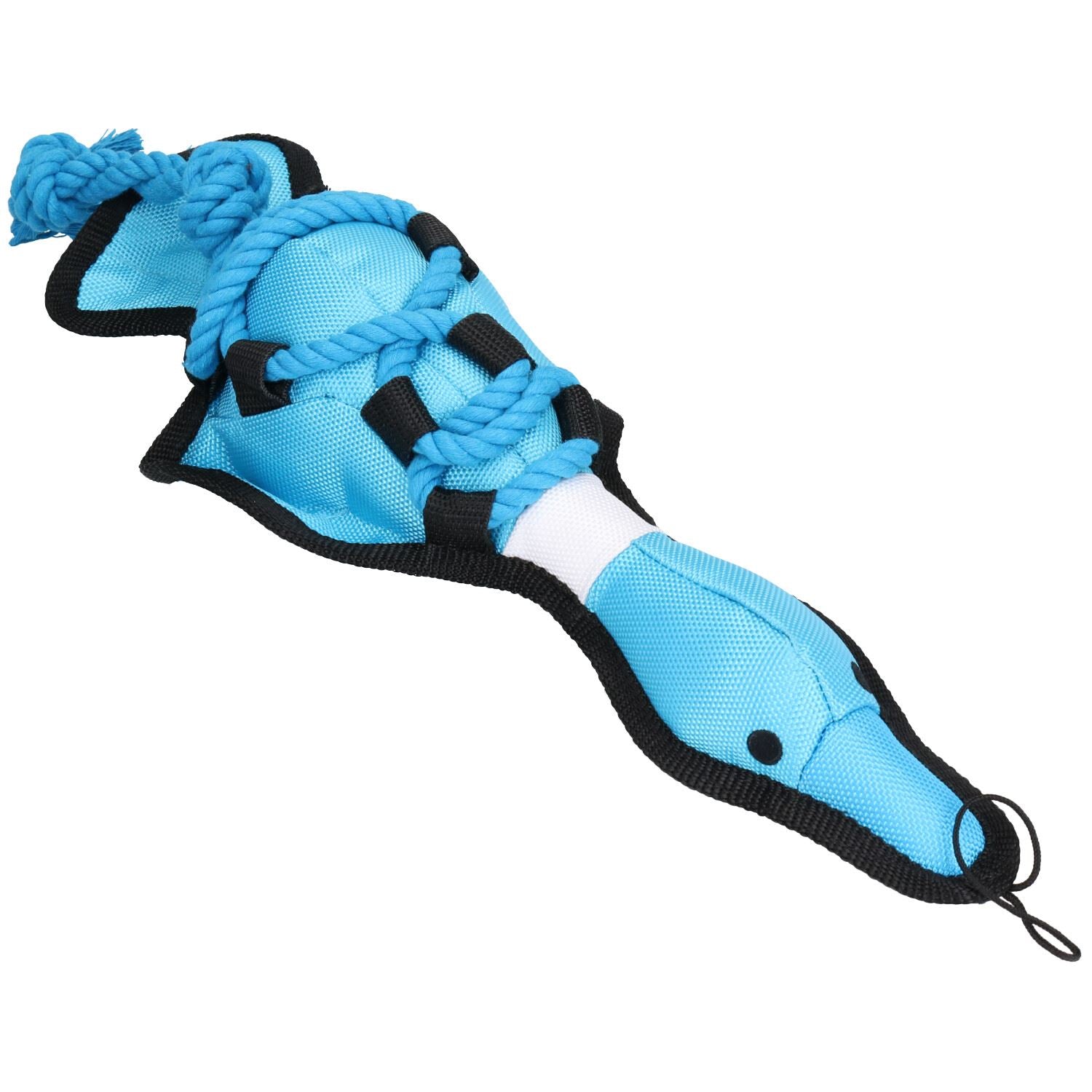 Blue Cross Tug Rope Duck & Green Cross Tug Bone Dog Play Toy With Squeak