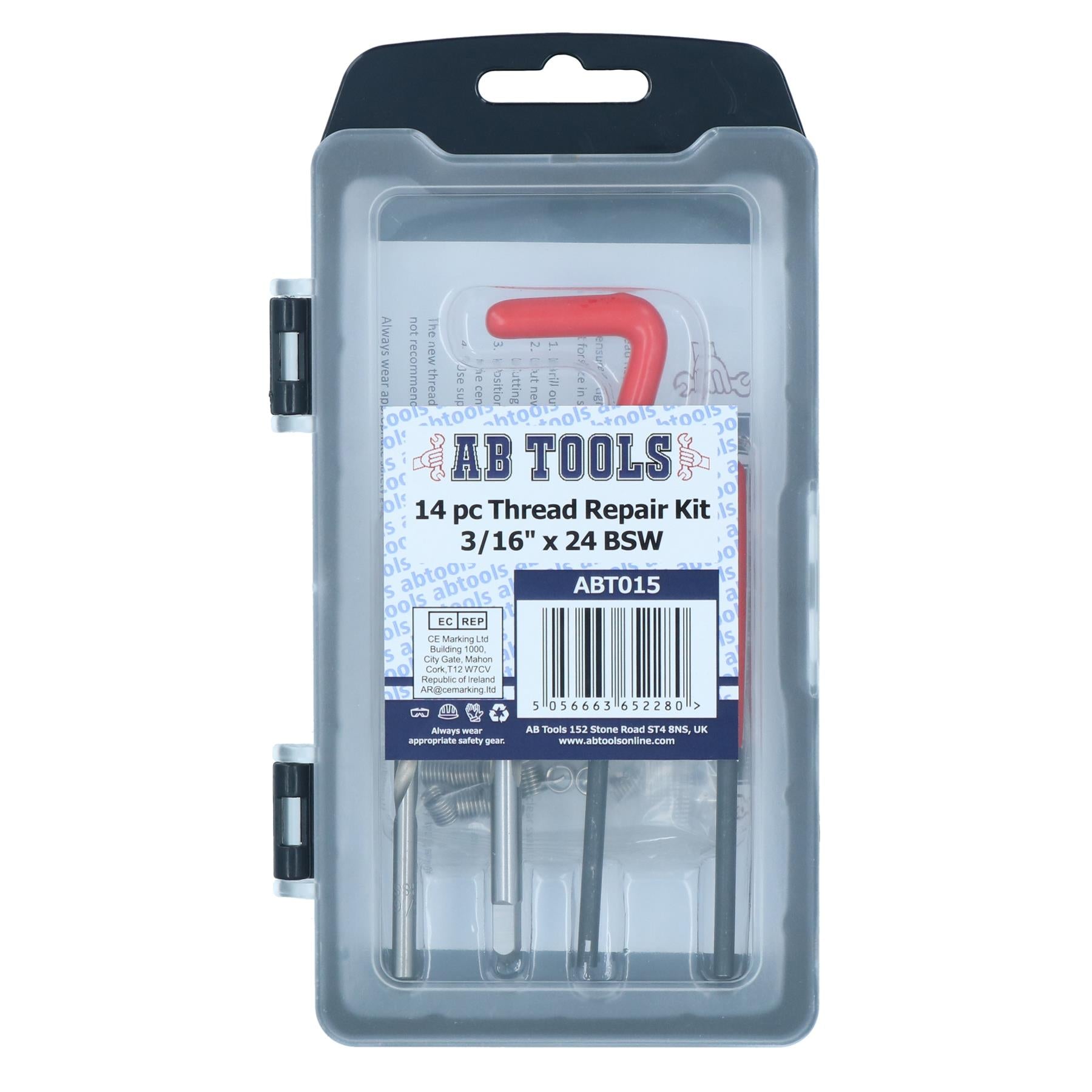 3/16” x 24 BSW Thread Repair Cutter Kit Helicoil Set for Damaged Threads 14pc