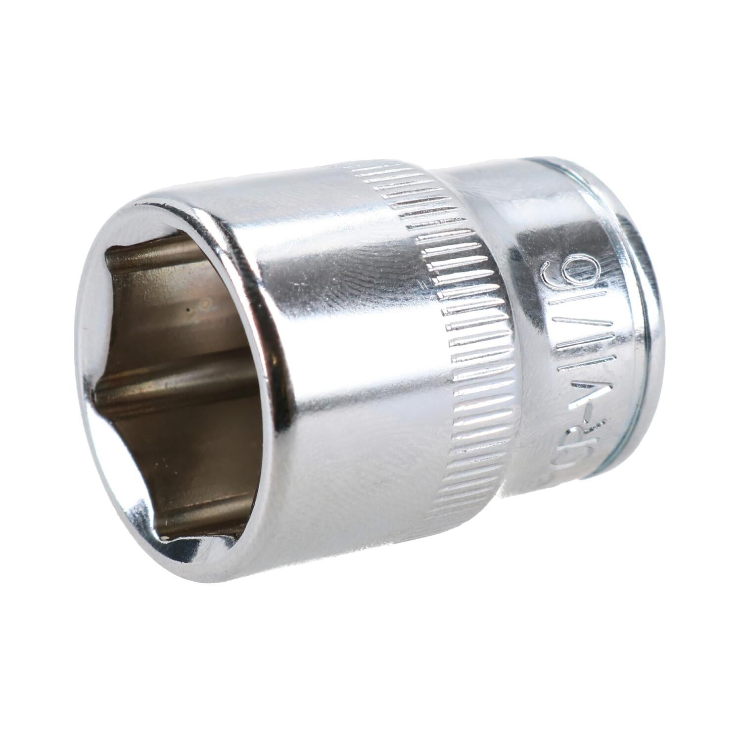 11/16" Imperial 6 Point 3/8" Drive Shallow Socket SAE AF Chrome Vanadium Steel