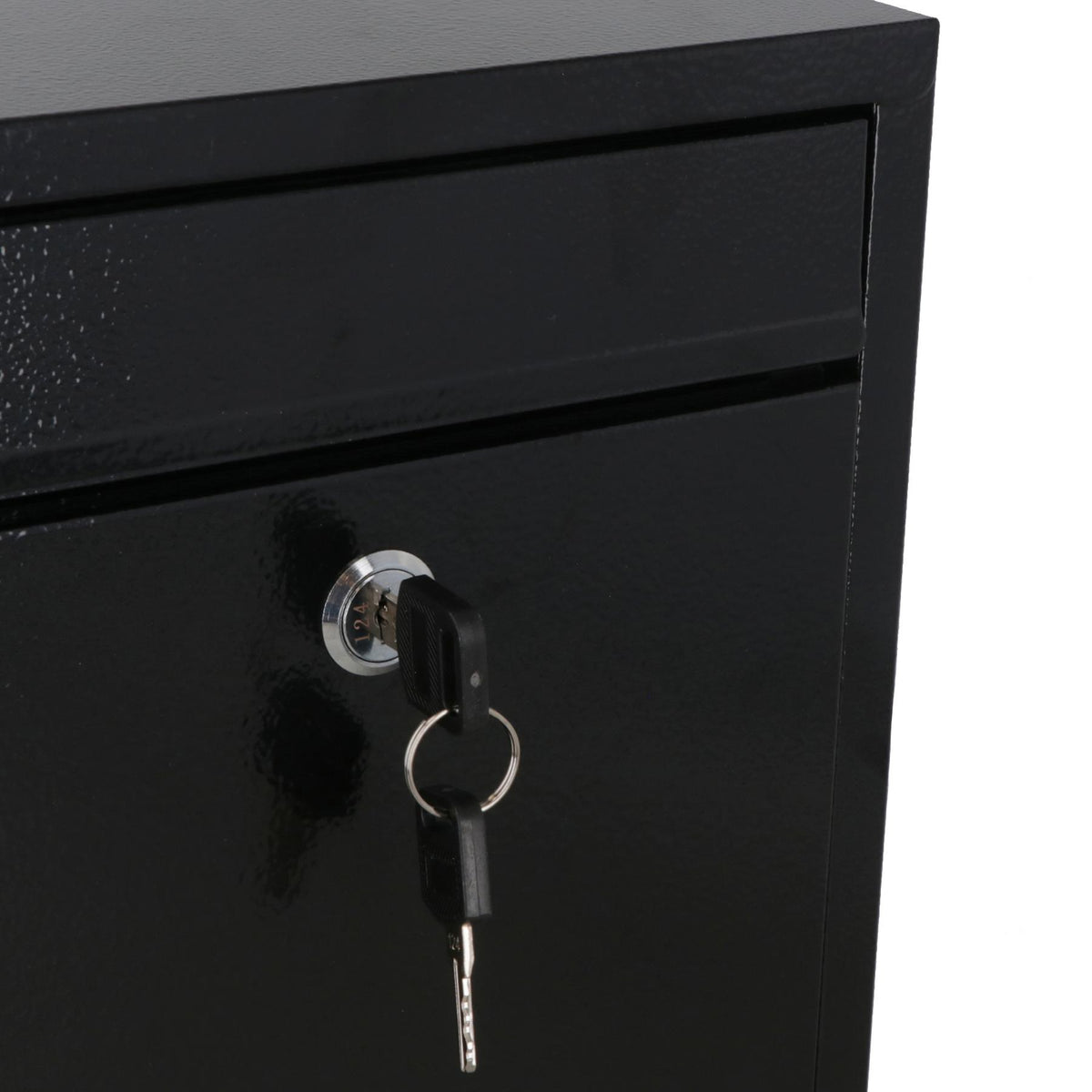 Black Wall Mounted Lockable Metal Post Box Outdoor Letter Mail Box Keyed