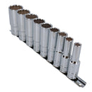 Clé à cliquet courbée à entraînement 1/2" 72 dents + 9 douilles profondes Whitworth 1/8" – 5/8"