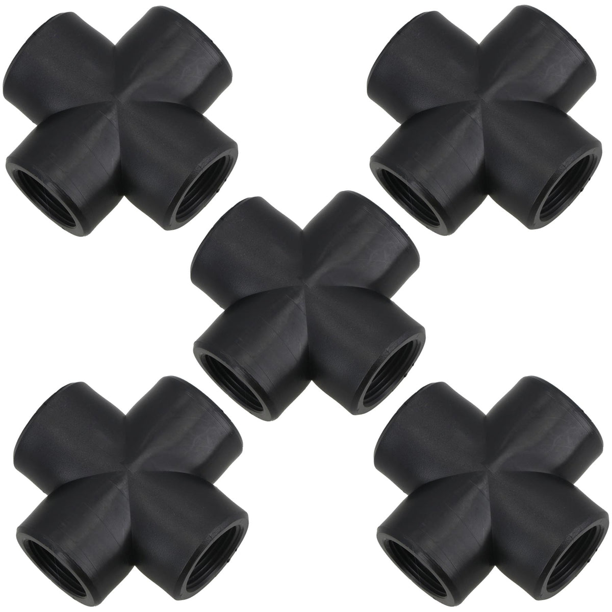 Polypropylene PP 3/4in BSP Female Threaded Cross Way Tee Piece 4 Way