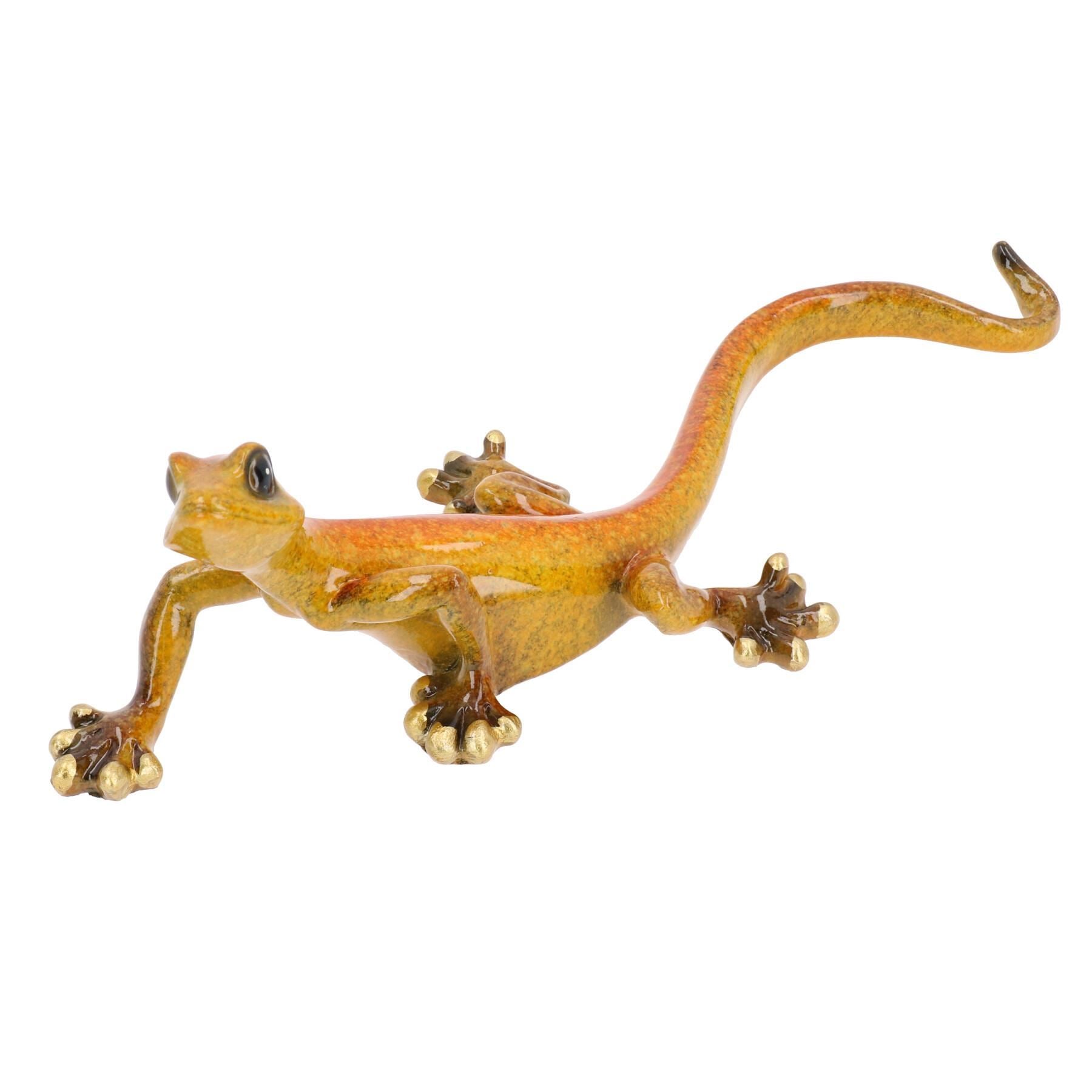 Yellow Speckled Gecko Lizard Resin Wall Shed Sculpture Statue House Full Set