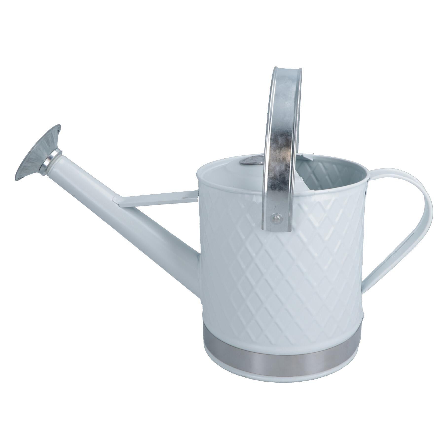3L Watering Can White Steel Metal Water Greenhouse Garden Plants Home
