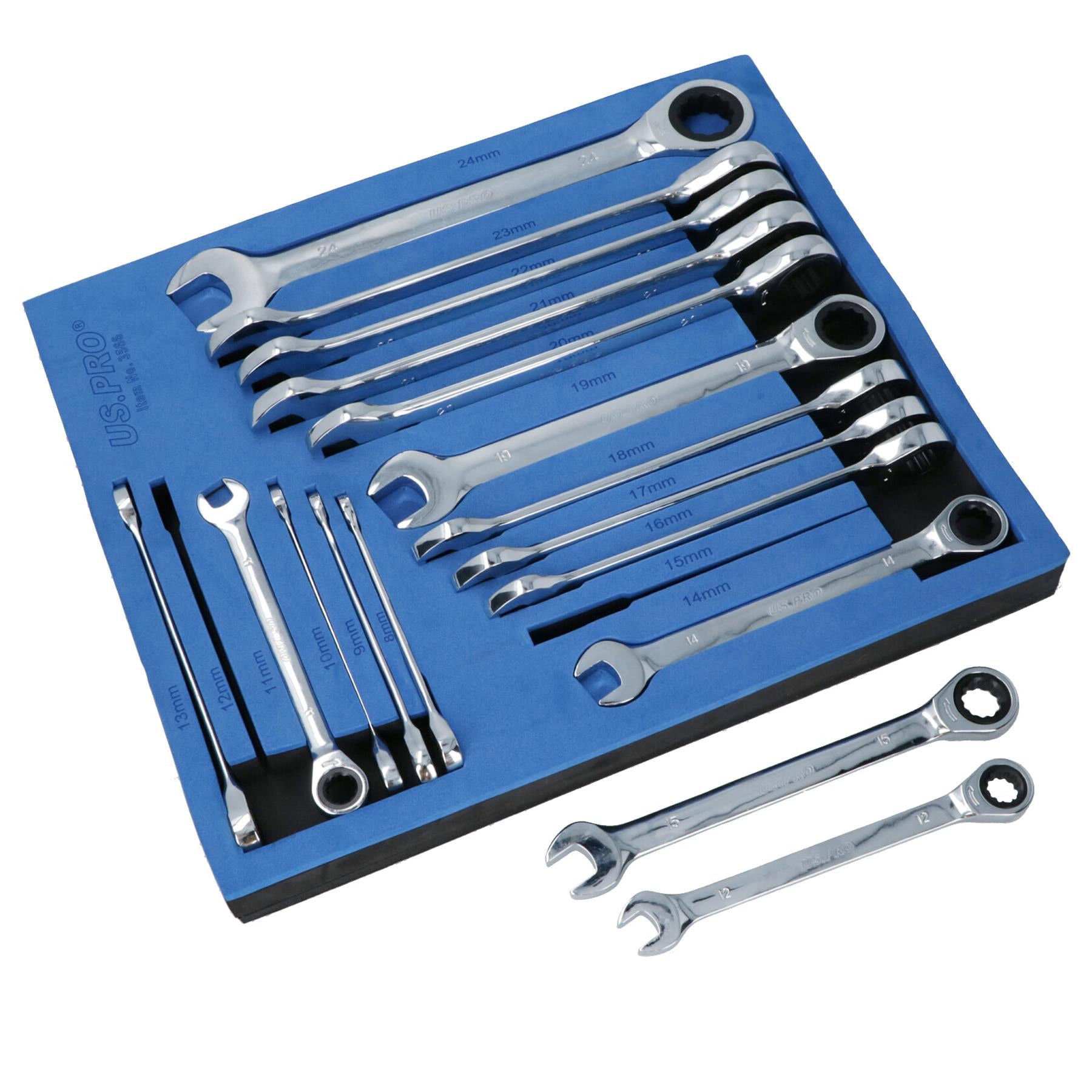 17pc Metric Gear Ratchet Combination Spanner Wrench 72 Teeth 8 – 24mm