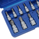 13pc Male Torx Star Bit Sockets Mixed Drive 1/4" 3/8" And 1/2" T8 - T70