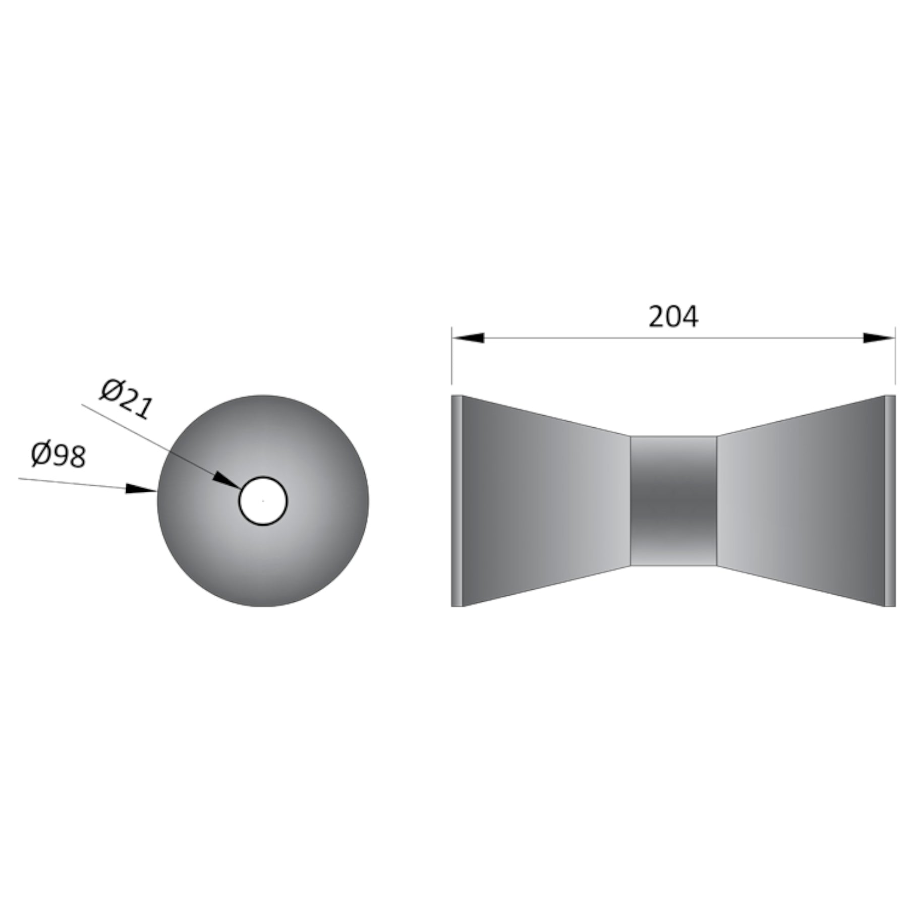 Rouleaux de quille en V pour remorque de bateau / jet ski / canot pneumatique NON MARQUANTS Alésage 21 mm