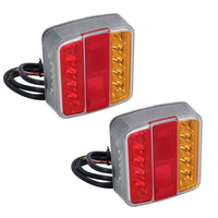 Lot de 2 feux de remorque carrés à LED pour éclairage arrière de caravane 12 V